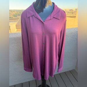 J. Jill “Aster” Stretch Button-Down Shirt in Berry Purple — Size XL NWT